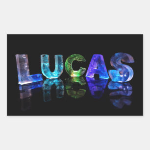 The Name Lucas in 3D Lights (Photograph) Rectangular Sticker