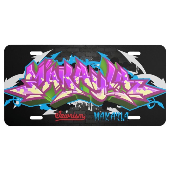 The name Makayla in graffiti License Plate (Front)