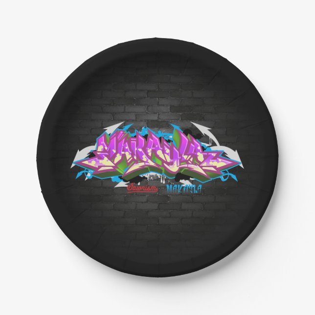 The name Makayla in graffiti Paper Plates (Front)