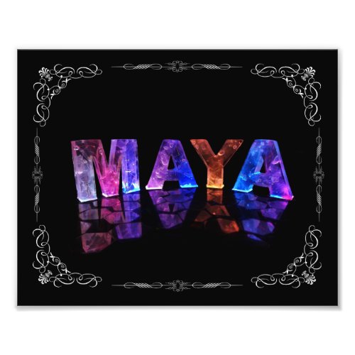 The Name Maya in 3D Lights Photograph Photo Print