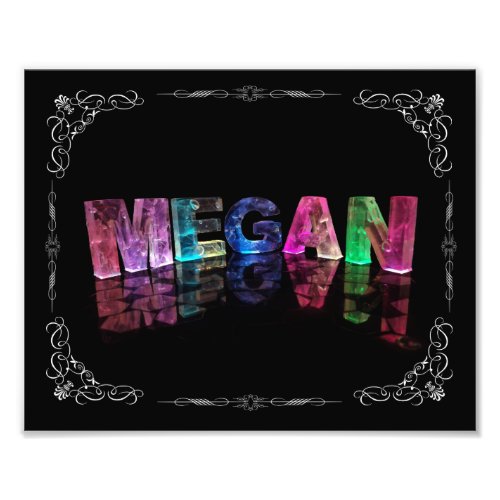 The Name Megan in 3D Lights Photograph Photo Print
