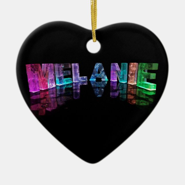 The Name Melanie in 3D Lights (Photograph) Ceramic Ornament (Front)