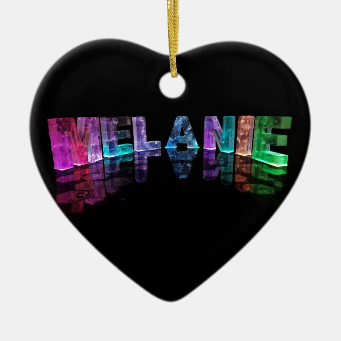 The Name Melanie in 3D Lights (Photograph) Christmas Tree Ornaments