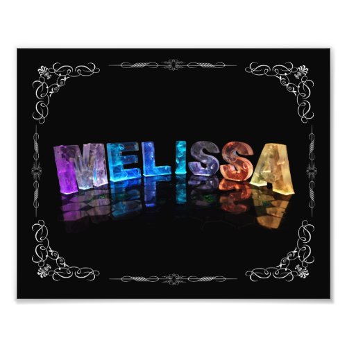 The Name Melissa in 3D Lights Photograph Photo Print