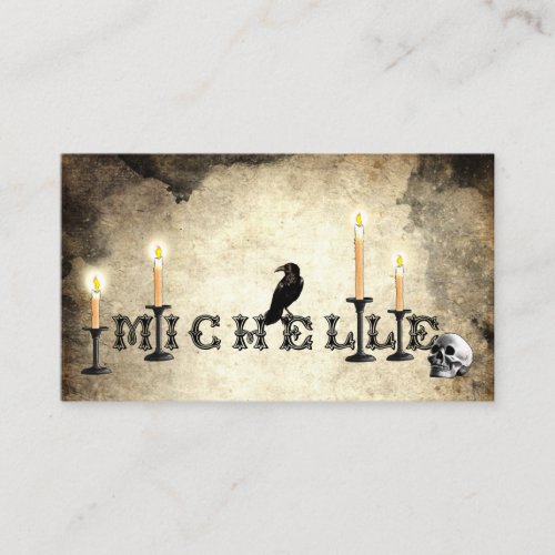 The Name Michelle _ Candles Raven and Skull Goth Business Card