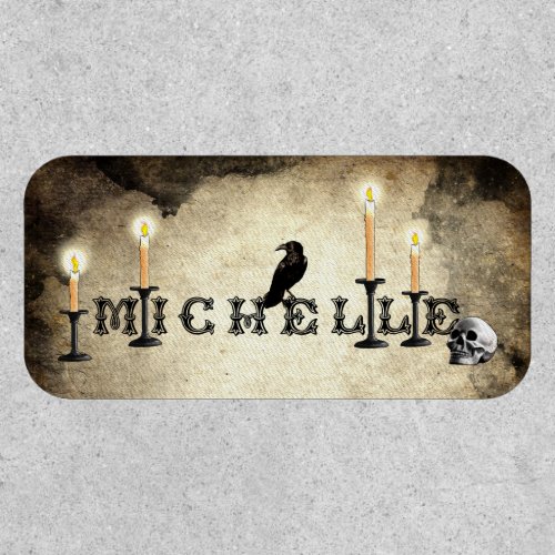 The Name Michelle _ Candles Raven and Skull Goth Patch