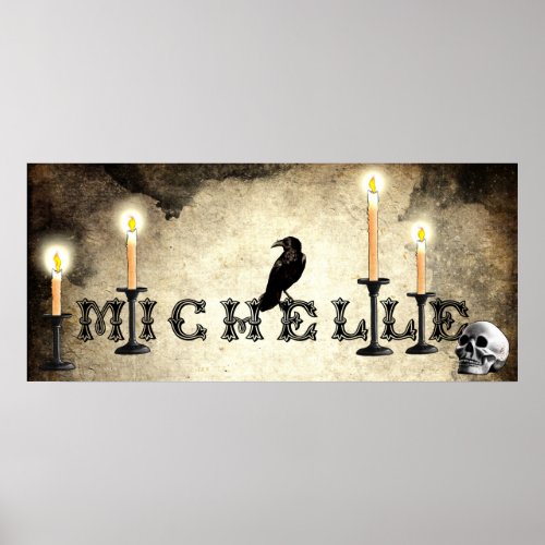 The Name Michelle _ Candles Raven and Skull Goth Poster