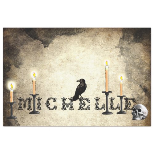 The Name Michelle _ Candles Raven and Skull Goth Tissue Paper
