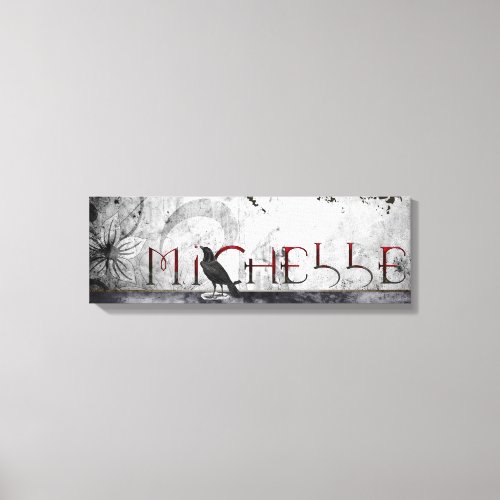 The Name Michelle Gothic Graffiti with Crow Canvas Print