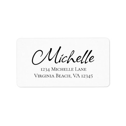 The name Michelle in Black Script Address Label
