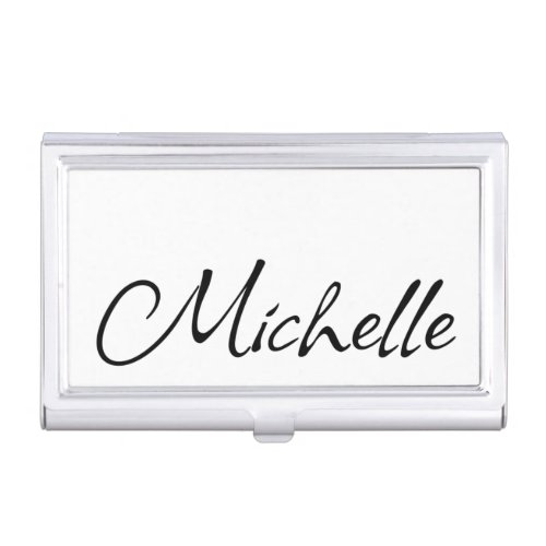 The name Michelle in Black Script  Business Card Case