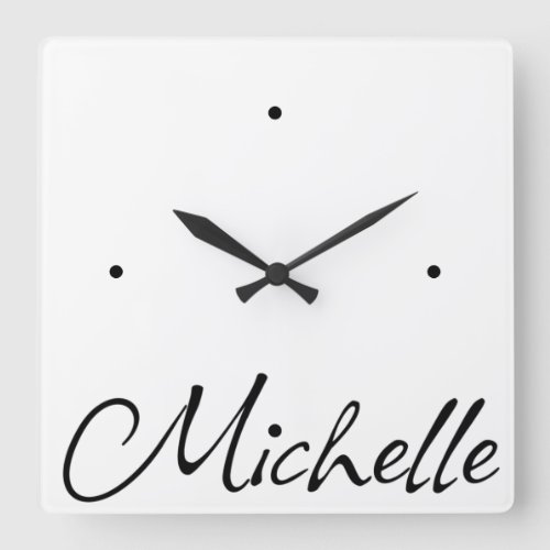 The name Michelle in Black Script Square Wall Clock