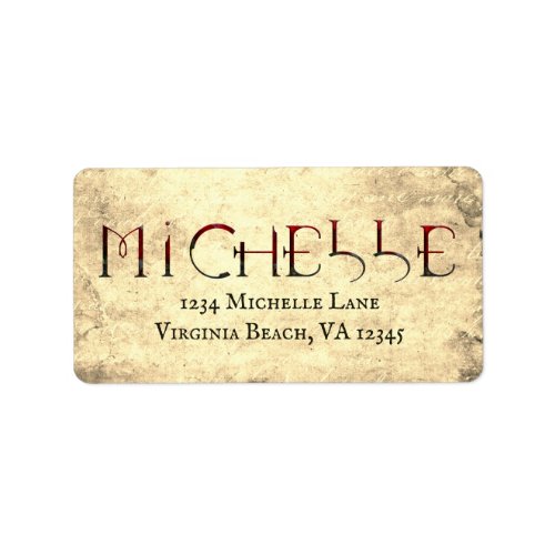 The Name Michelle in Gothic Style Letters Address Label