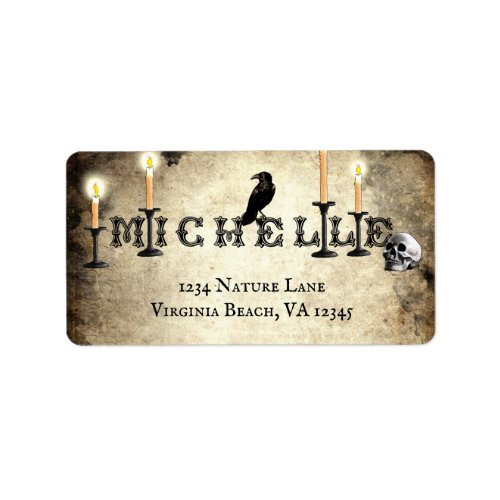 The Name Michelle Raven and Candles Goth Address Label