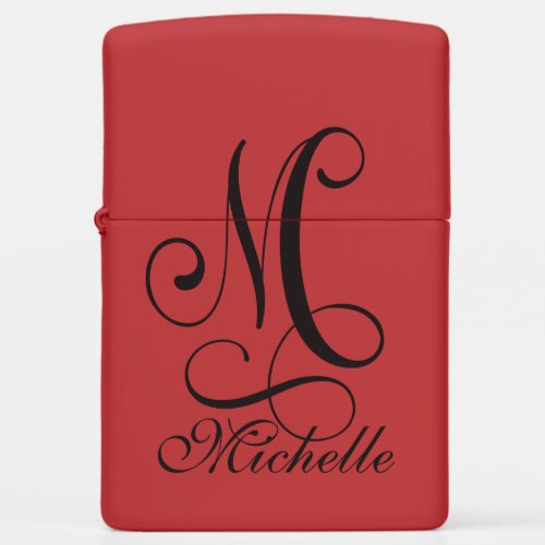 The Name Michelle with Initial in Black Script Zippo Lighter