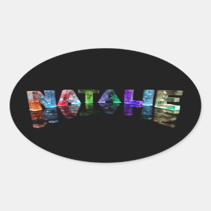 The Name Natalie in 3D Lights (Photograph) Oval Sticker