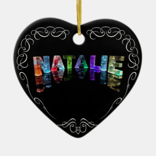 The Name Natalie -  Name in Lights (Photograph) Ceramic Ornament