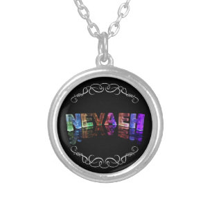 The Name Nevaeh - Name in Lights (Photograph) Silver Plated Necklace