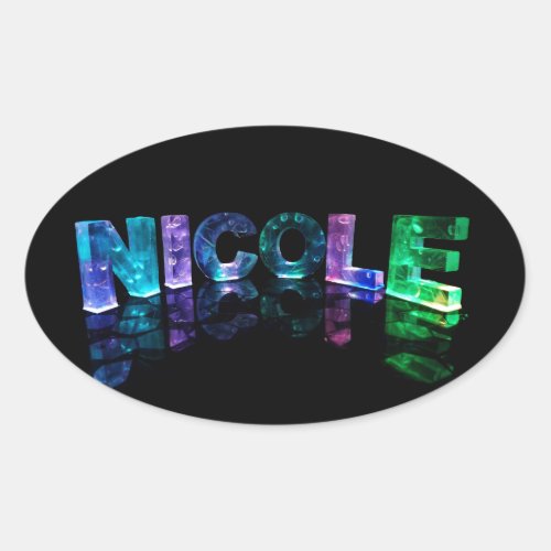 The Name Nicole in 3D Lights Photograph Oval Sticker