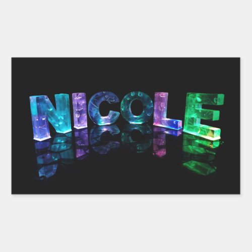 The Name Nicole in 3D Lights Photograph Rectangular Sticker