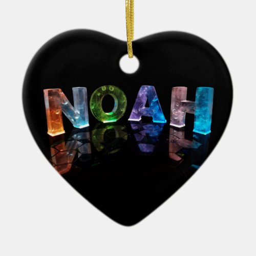 The Name Noah in 3D Lights Photograph Ceramic Ornament