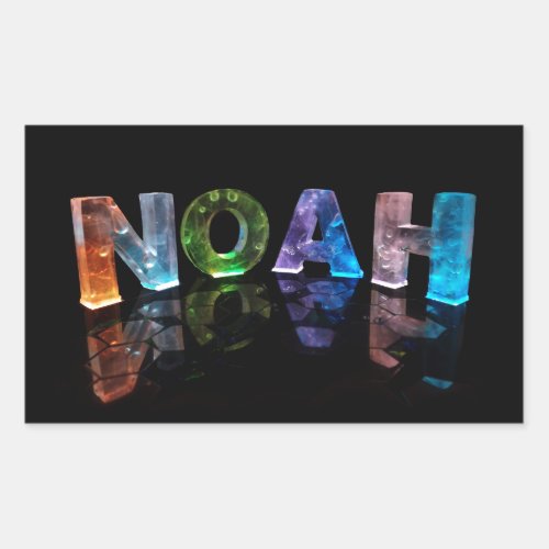 The Name Noah in 3D Lights Photograph Rectangular Sticker