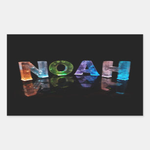 The Name Noah in 3D Lights (Photograph) Rectangular Sticker