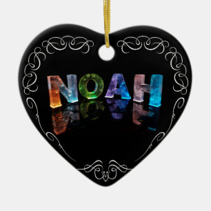 The Name Noah - Name in Lights (Photograph) Ceramic Ornament
