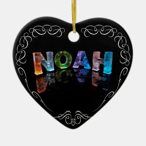 The Name Noah _  Name in Lights Photograph Ceramic Ornament