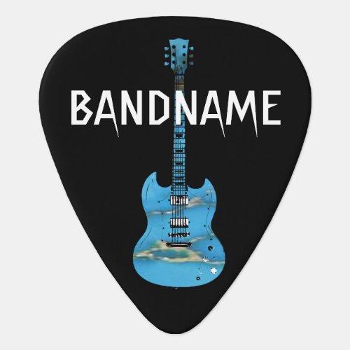 the name of the band blue electricguitar  guitar pick