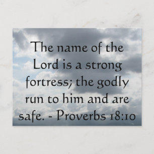 The name of the Lord is a strong fortress; the god Postcard