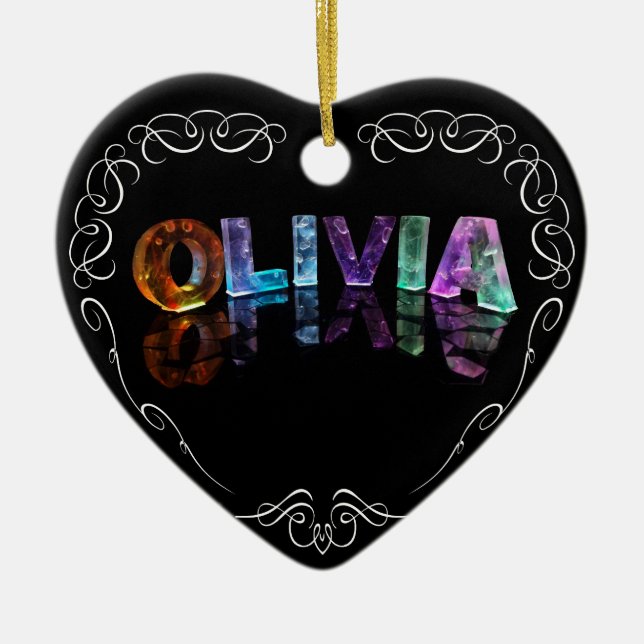 The Name Olivia -  Name in Lights (Photograph) Ceramic Ornament (Front)