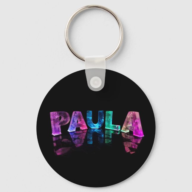 The Name Paula in 3D Lights (Photograph) Keychain (Front)