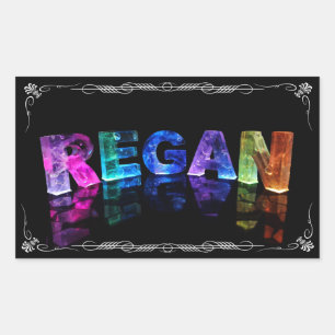 The Name Regan in 3D Lights (Photograph) Rectangular Sticker