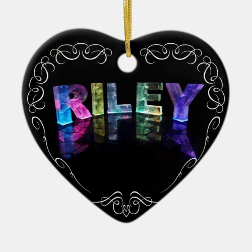 The Name Riley in 3D Lights Photograph Ceramic Ornament