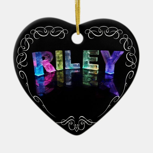 The Name Riley in 3D Lights (Photograph) Ceramic Ornament (Front)