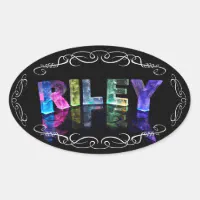 The Name Riley in 3D Lights (Photograph) Oval Sticker