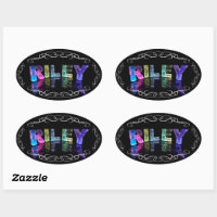 The Name Riley in 3D Lights (Photograph) Oval Sticker