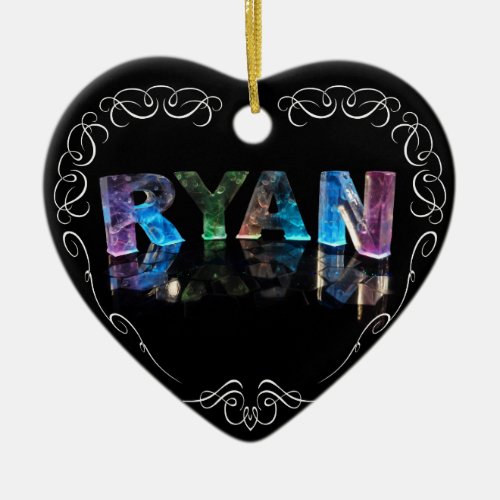 The Name Ryan in 3D Lights Photograph Ceramic Ornament