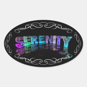 The Name Serenity - Name in Lights (Photograph) Oval Sticker