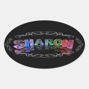 The Name Sharon - Name in Lights (Photograph) Oval Sticker