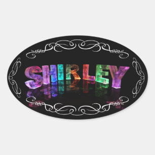 The Name Shirley - Name in Lights (Photograph) Oval Sticker