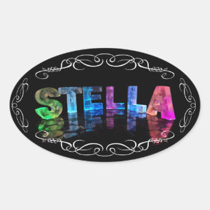 The Name Stella - Name in Lights (Photograph) Oval Sticker