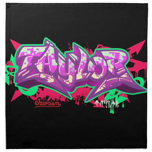 The name Taylor in graffiti-Cloth Napkin (Front)