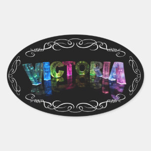 The Name Victoria - Name in Lights (Photograph) Oval Sticker