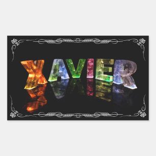 The Name Xavier - Name in Lights (Photograph) Rectangular Sticker