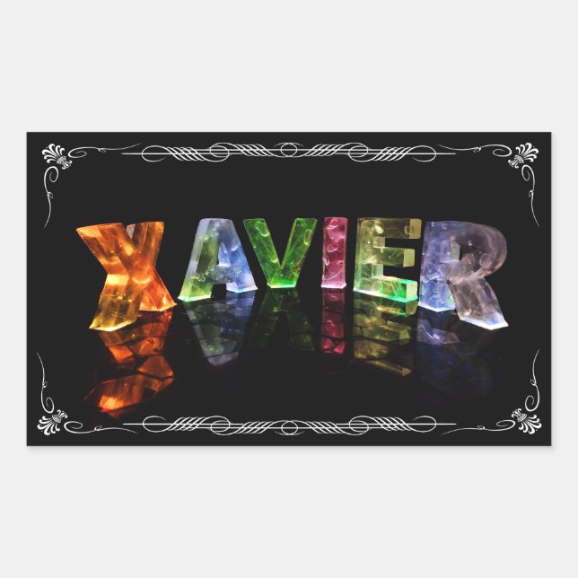 The Name Xavier -  Name in Lights (Photograph) Rectangular Sticker (Front)