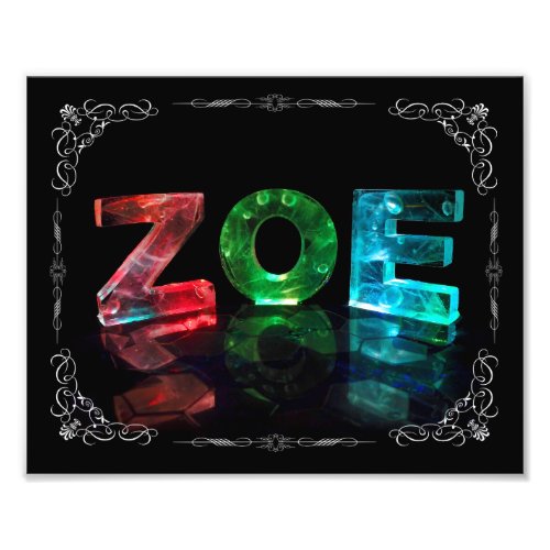 The Name Zoe _  Name in Lights Photograph Photo Print