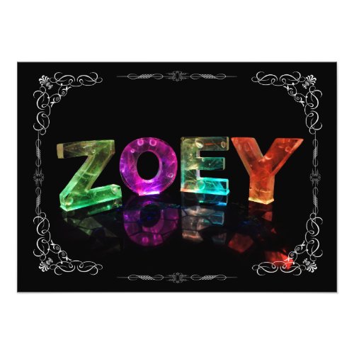 The Name Zoey _  Name in Lights Photograph Photo Print