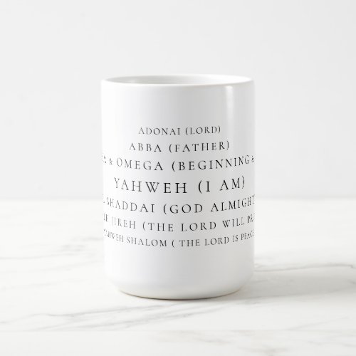 The Names of God Typography Christian Coffee Mug